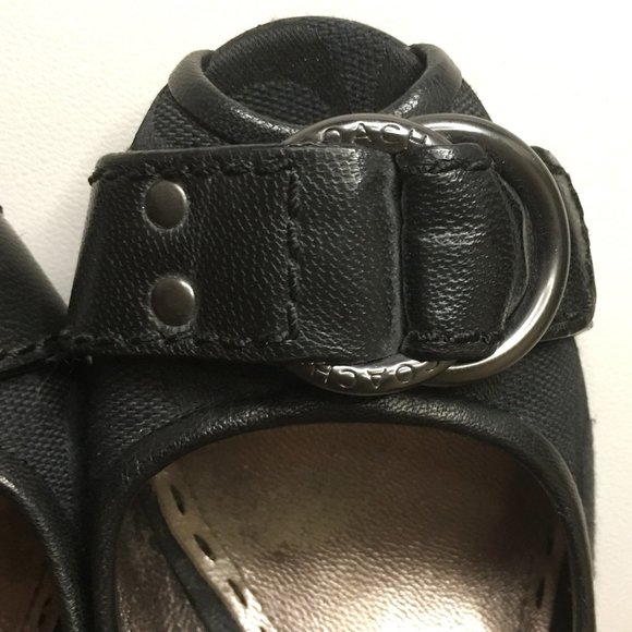 COACH "Diane" Logo'd Canvas & Leather Sling Back Heels 🐴 - Picture 6 of 15
